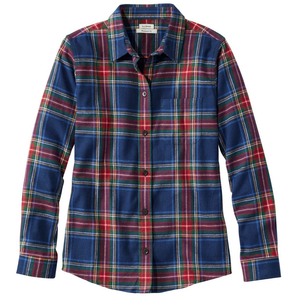 LL Bean Women's Scotch Plaid Flannel Shirt, Relaxed NWT